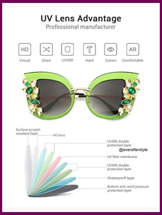 Butterfly Shaped Rhinestone Sunglasses, Oversized Metal Frame, UV Protection